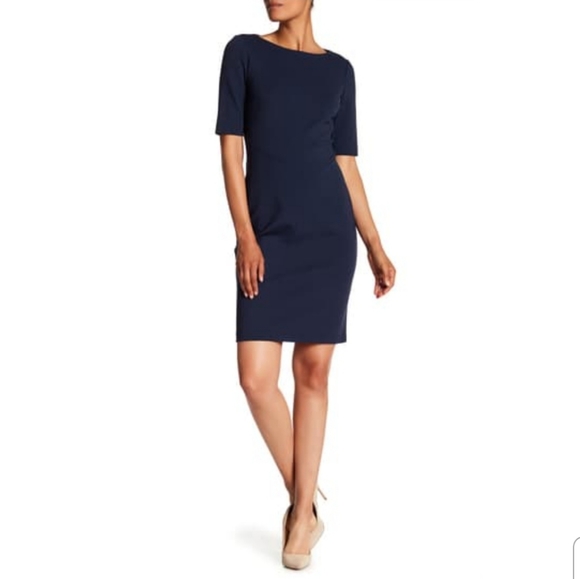 Lafayette 148 New York Dresses & Skirts - Lafayette 148 Asymmetric Seam Sheath Dress Navy 14